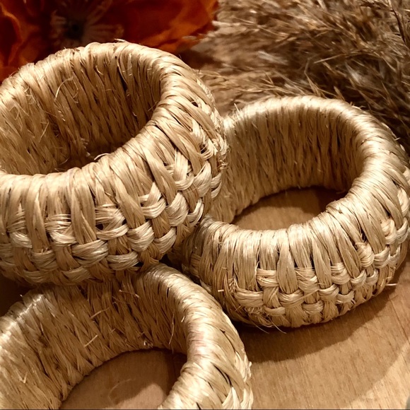 Other - {SET of 4} Boho woven napkin rings.